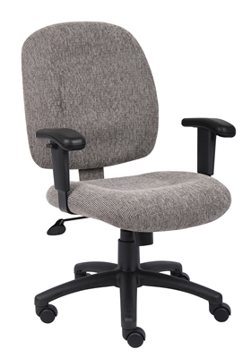 Boss Smoke Fabric Task Chair with Adjustable Arms